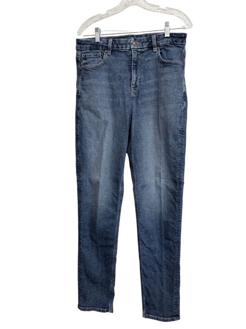 American Eagle Women's Size 10 X-Long BLUE DENIM Curvy Mom High Rise Jeans Blue
